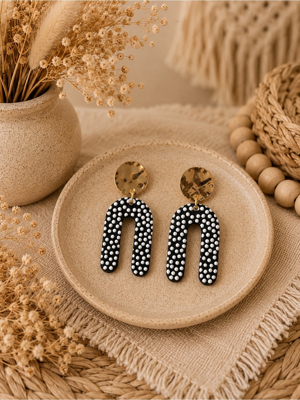 Kinsley Armelle Gold & Confetti Arch Statement Earrings | Modern Boho Dangles